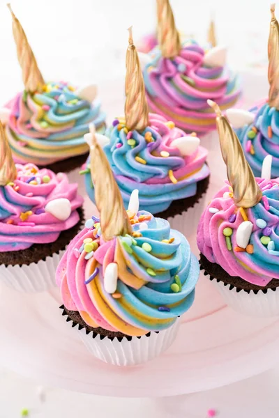 Cupcakes unicórnio — Fotografia de Stock