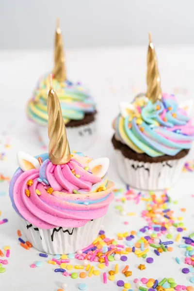 Cupcakes unicórnio — Fotografia de Stock