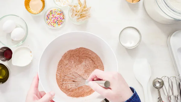 Baking unicorn cupcakes — Stock Photo, Image