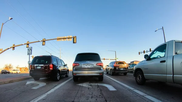 Denver Colorado Januari 2020 Rijden Typische Verharde Wegen Voorstedelijk Amerika — Stockfoto