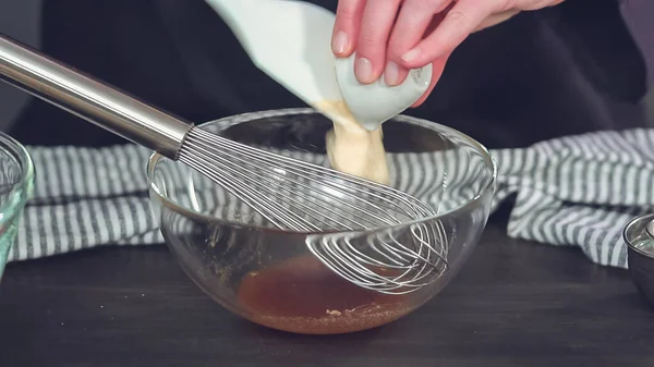 Pas Pas Préparation Salade Chou Maison Dans Bol Mélange Gaz — Photo