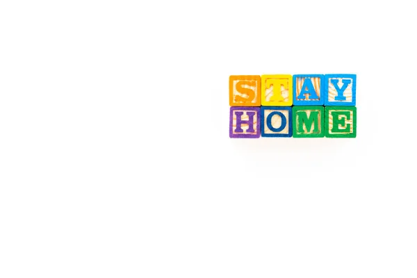 Stay Home Logga Barns Alfabetet Block Vit Bakgrund — Stockfoto