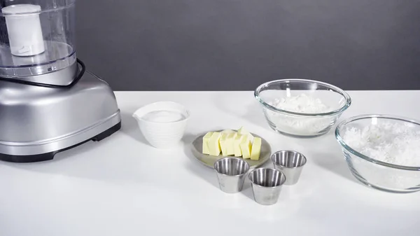 Інгредієнти Кухонній Стійці Приготування Домашнього Кокосового Печива — стокове фото