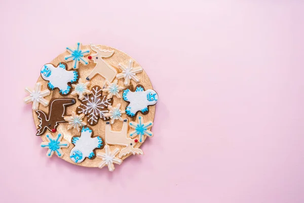 Biscoitos Natal Decorados Com Gelo Real — Fotografia de Stock