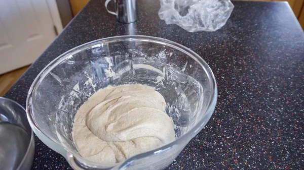 Schritt Für Schritt Sauerteigbrot Backen Wohnküche — Stockfoto