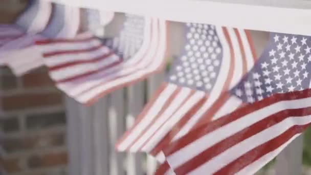Americká Vlajková Výzdoba Oslava Července Gril Bbq Venku — Stock video