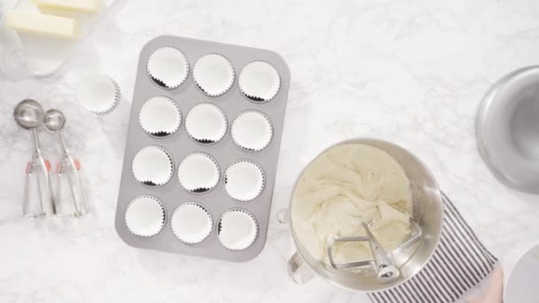 Torta Alla Vaniglia Fasi Preparazione Della Torta Con Glassa — Video Stock