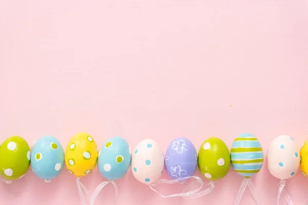 Painted Easter Eggs Pink Background — Stock Photo, Image