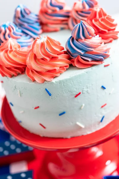 Cake Koekjes Groente Fruit Snack Tray Het Juli Feest — Stockfoto