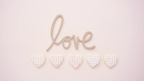 Valentinstag Love Zeichen Auf Rosa Hintergrund — Stockvideo