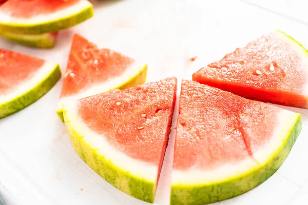 Red Seedless Watermelon Slice Popsicles Kids — Stock Photo, Image