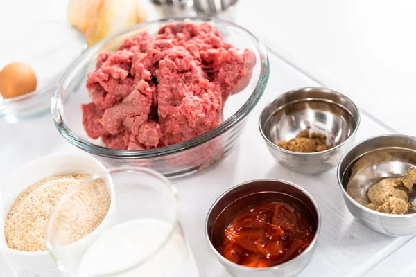 Ingredientes Para Preparar Uma Receita Clássica Rolo Carne Vaca — Fotografia de Stock