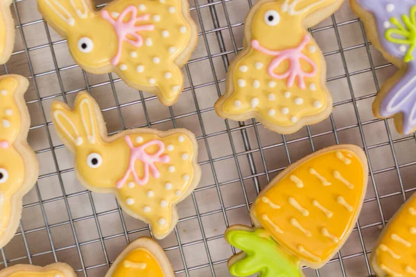 Easter Sugar Cookies Decorated Royal Icing Different Colors — Stock Photo, Image