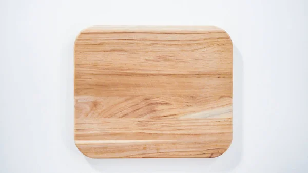 Ležel Krok Krokem Prázdná Dřevěná Řezací Deska Kuchyňským Nožem — Stock fotografie