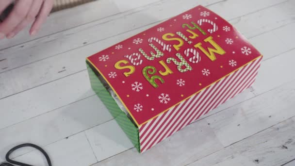 Balení Domácí Pomazánky Sušenky Vánoční Dárkové Krabice — Stock video