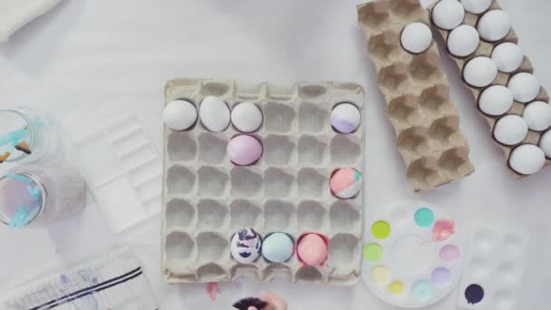 Ζωγραφική Πασχαλινά Αυγά Ακρυλικό Χρώμα — Αρχείο Βίντεο