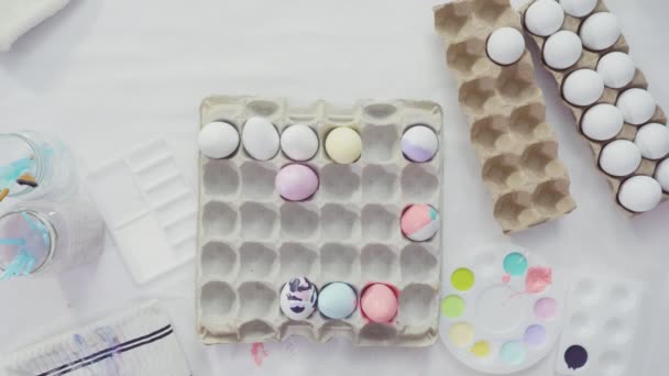 Ζωγραφική Πασχαλινά Αυγά Ακρυλικό Χρώμα — Αρχείο Βίντεο