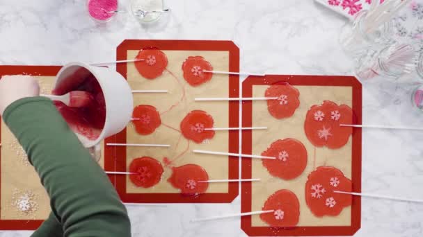 Karamellizált Cukor Szilikon Szőnyeg Házi Készítésű Nyalókákhoz — Stock videók