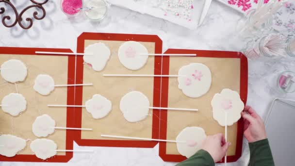 Gekarameliseerde Suiker Siliconen Matten Zelfgemaakte Lolly Maken — Stockvideo