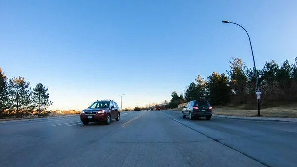 Denver Colorado Januari 2020 Rijden Typische Verharde Wegen Voorstedelijk Amerika — Stockfoto