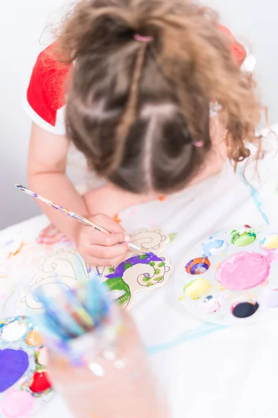 Meninas Estão Pintando Tela Julho Festa — Fotografia de Stock