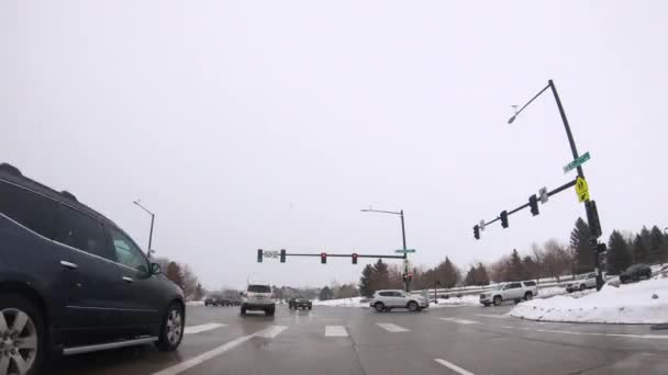 Denver Colorado Usa Februar 2020 Zeitraffer Morgendlicher Verkehr Typisch Amerikanischen — Stockvideo