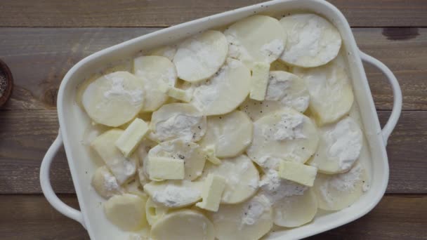 Piatto Ricetta Patate Smerlate Con Patate Biologiche — Video Stock