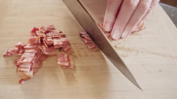 Cocinar Desayuno Burritos Con Verduras Frescas Huevos Tocino Tortillas Harina — Vídeos de Stock