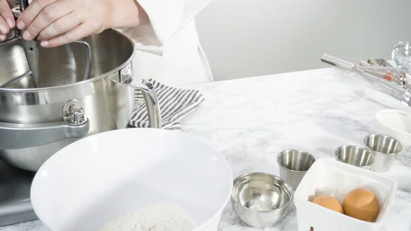 Step Step Mixing Ingredients Kitchen Mixer Bake Mermaid Theme Vanilla — Stock Photo, Image