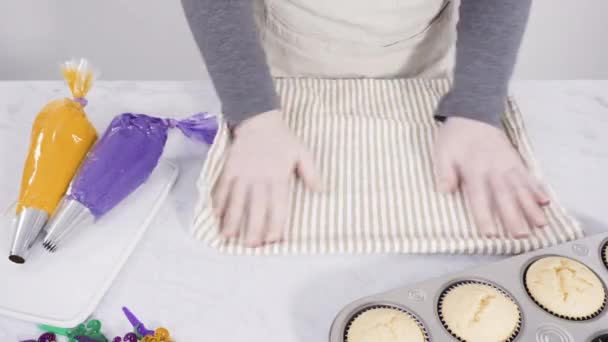 Hacer Cupcakes Cocina Vista — Vídeos de Stock