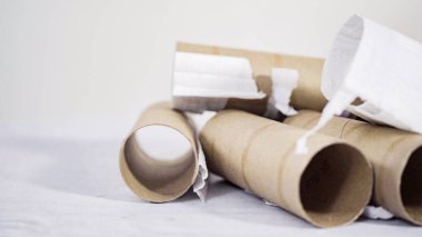 Boş tuvalet kağıdı ruloları.