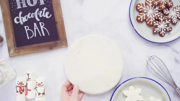 Pose Plate Chocolat Chaud Américain Avec Garnitures Guimauve — Video