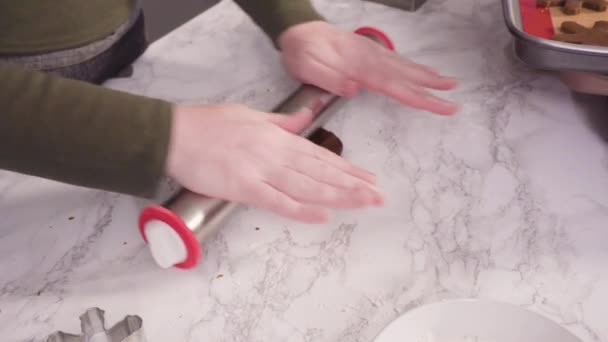 Passo Dopo Passo Tagliare Forme Con Taglierina Biscotti Natale Dalla — Video Stock