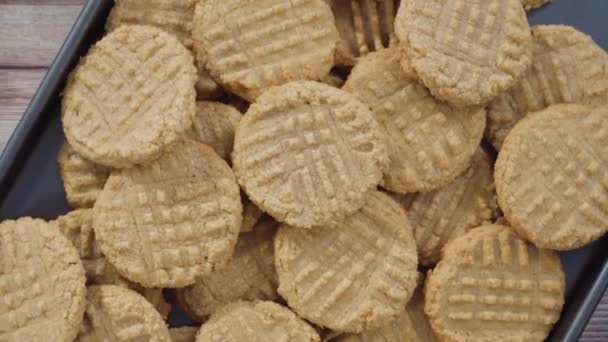 Pile Biscuits Beurre Arachide Fraîchement Cuits — Video