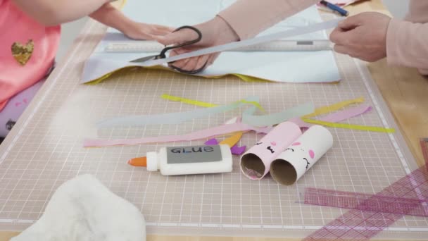 Stap Voor Stap Eenhoorns Maken Van Papier Lege Toiletrollen — Stockvideo