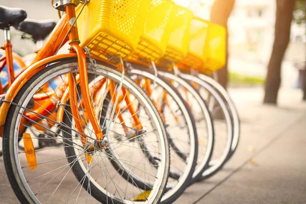 Rader Cyklar Placerade Vid Vägkanten Ett Slags Delning Cykel Kina — Stockfoto