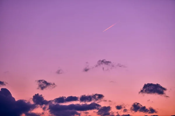 Airplane Trace Sky Sunrise — Stock Photo, Image