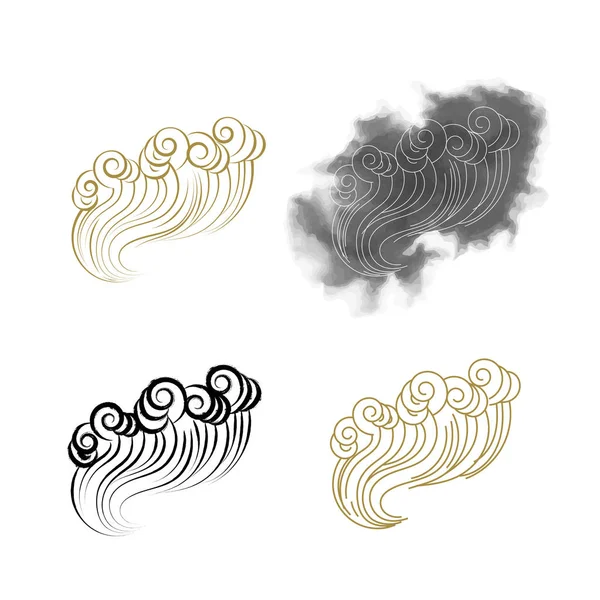 Vector brush stroke Chinese oriental traditional cloud — Stock Vector
