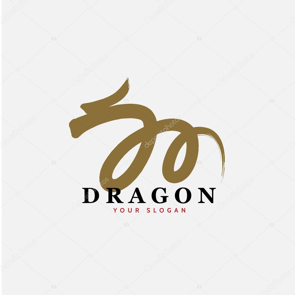 Vector East Asian dragon sign icon with letter 