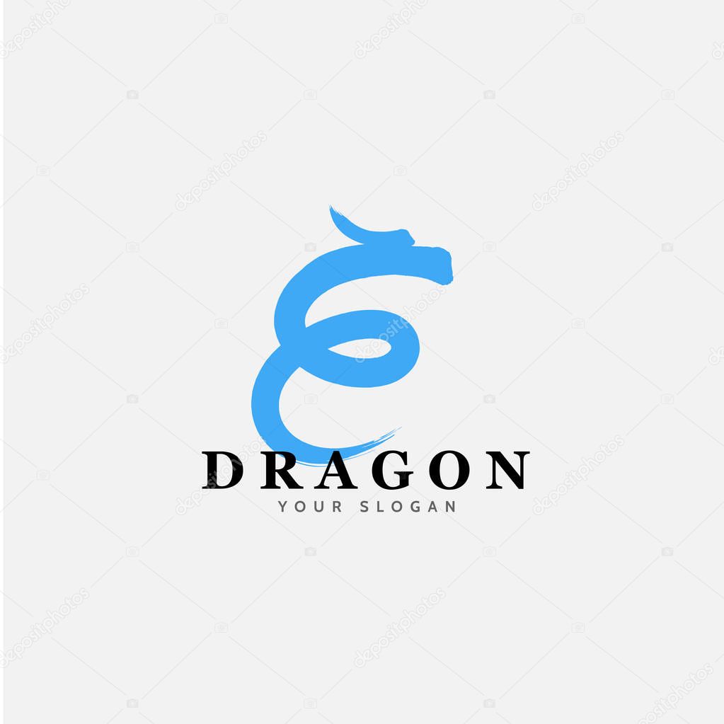 Vector East Asian dragon sign icon with letter 