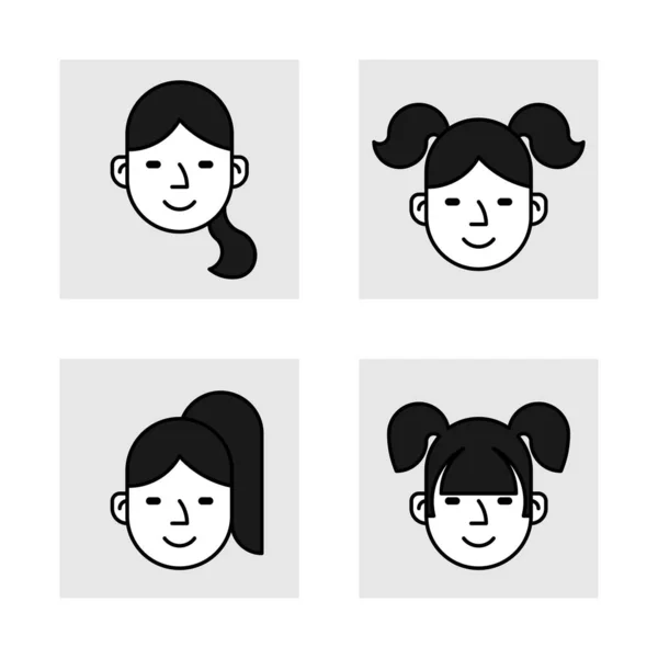 Cartoon females avatar icon set