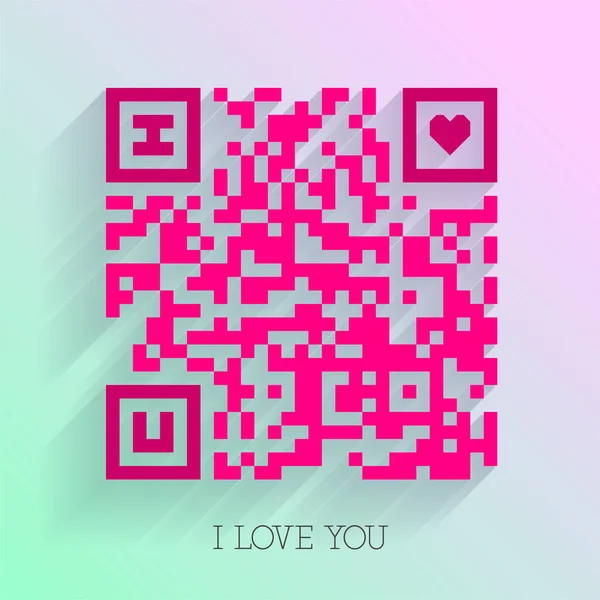 Smartphone leggibile QR code I love you design — Vettoriale Stock