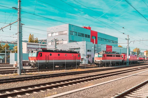 Ferrocarriles en Graz, Austria — Foto de Stock