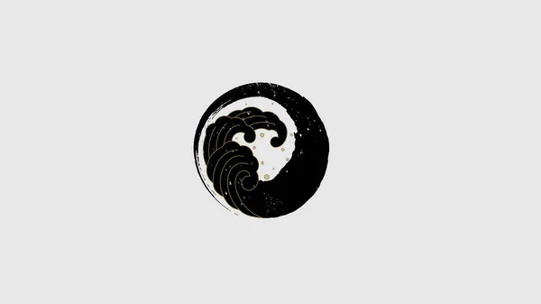 Artis kreatif lukisan lingkaran gelombang dengan tradisional Asia Timur - Stok Vektor