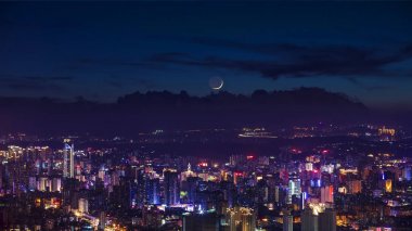 Fuzhou, Çin şehir gece görünümü