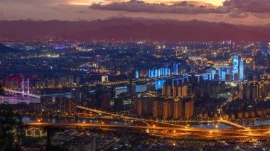 Fuzhou City Night Scene Çin'de