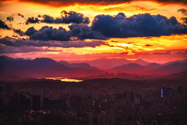 Cena da noite da cidade de Fuzhou na China — Fotografia de Stock