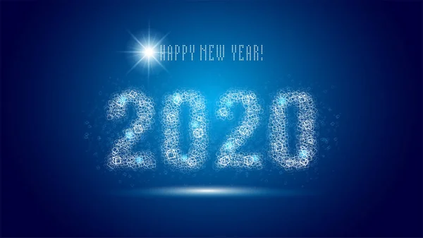 Bonne Année 2020 Blockchain Concept Affaires Technologie Pour Carte Voeux — Image vectorielle