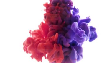 Soyut Renkler mürekkep video. Beyaz bir arka plan üzerinde kırmızı ve mavi mürekkep bulut.