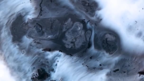 Aquarelle Ink Blue Bubbles на белой абстрактной текстуре — стоковое видео